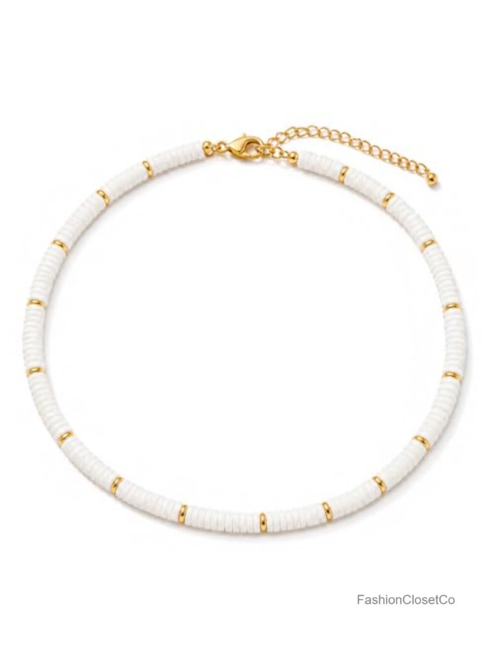Natural Pearl Puka Shell Choker Necklace, 18K Gold Plated Spacer Beaded, Summer